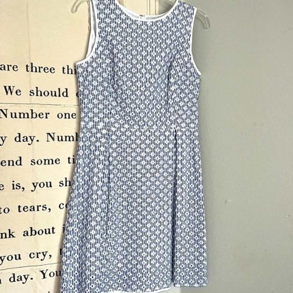 Women's Brooks Brothers Sleeveless Pleated Eyelet Cotton Striped Dress sz 10P